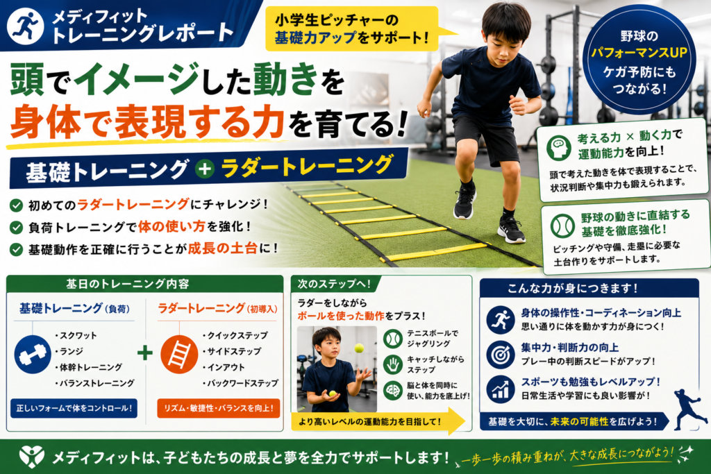 【メディフィット】小学生野球選手の基礎トレーニングとラダートレーニング